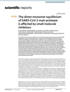 The Dimer-Monomer Equilibrium of SARS-Cov-2 Main