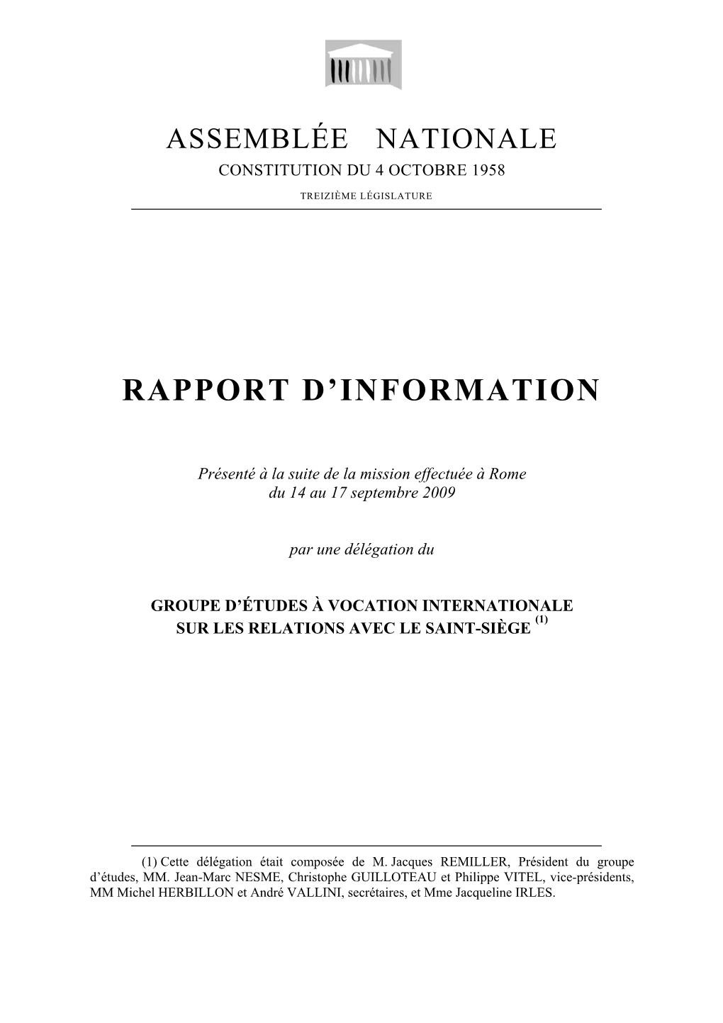 Rapport D'information