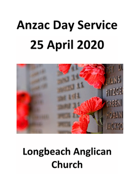 Anzac Day Service 25 April 2020