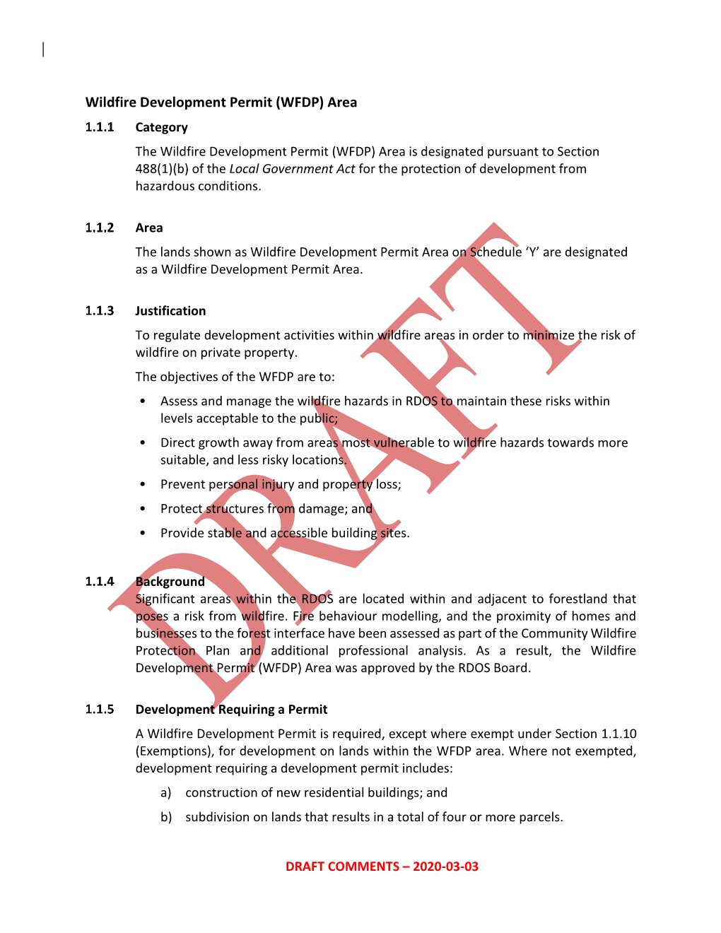 Wildfire Development Permit (WFDP) Area