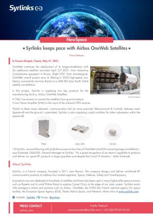 Syrlinks Keeps Pace with Airbus Oneweb Satellites