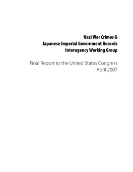 Final Report of the Nazi War Crimes & Japanese Imperial Government