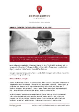 Andrew Carnegie: the Richest American of All Time