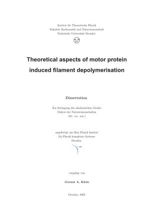 Theoretical Aspects of Motor Protein Induced Filament Depolymerisation