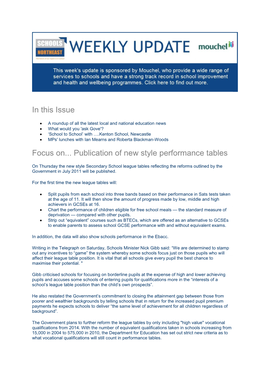 In This Issue Focus On... Publication of New Style Performance Tables