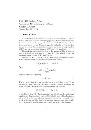 Stat 8112 Lecture Notes Unbiased Estimating Equations Charles J