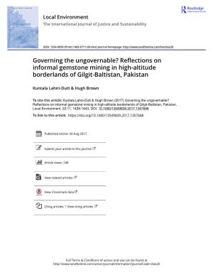 Governing the Ungovernable? Reflections on Informal Gemstone Mining in High-Altitude Borderlands of Gilgit-Baltistan, Pakistan