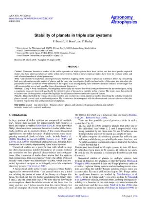 Stability of Planets in Triple Star Systems F