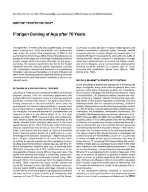 Florigen Coming of Age After 70 Years