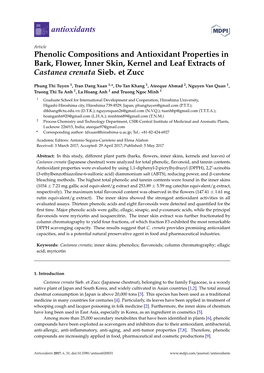 Phenolic Compositions and Antioxidant Properties in Bark, Flower, Inner Skin, Kernel and Leaf Extracts of Castanea Crenata Sieb
