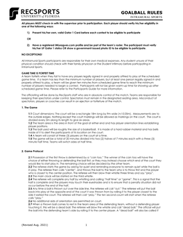 Goalball Rules Intramural Sports