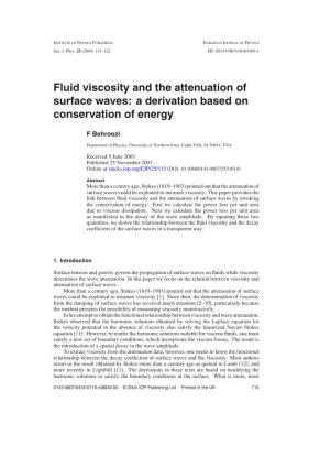 Fluid Viscosity and the Attenuation of Surface Waves: a Derivation Based on Conservation of Energy
