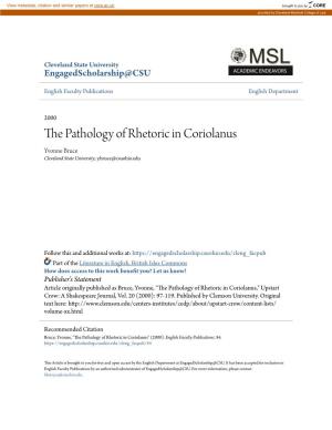 The Pathology of Rhetoric in Coriolanus by Yvonne Bruce