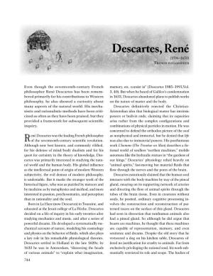 René Descartes Has Been Remem- 3, 40)