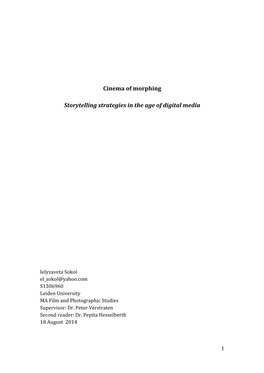 Cinema of Morphing Storytelling Strategies in the Age of Digital Media