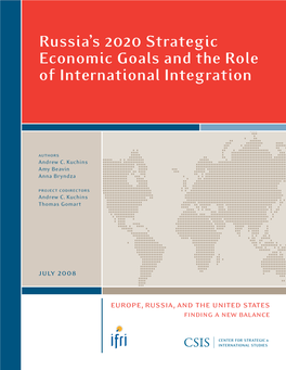 Russia's 2020 Strategic Economic Goals and the Role of International