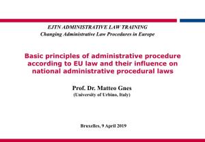 Basic Principles of Administrative Procedure According to EU Law and Their Influence on National Administrative Procedural Laws