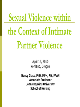 Sexual Violence Within the Context of Intimate Partner Violence