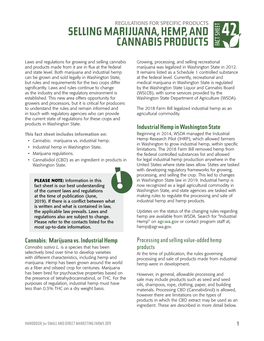 Selling Marijuana, Hemp, and Cannabis Products | Fact Sheet 42 Regulations for Specific Products