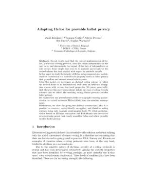Adapting Helios for Provable Ballot Privacy