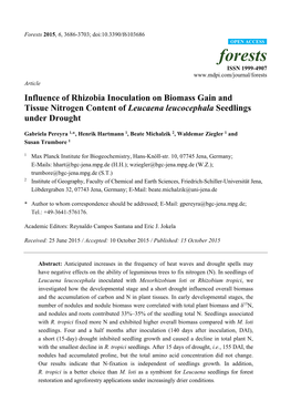Influence of Rhizobia Inoculation on Biomass Gain and Tissue Nitrogen Content of Leucaena Leucocephala Seedlings Under Drought