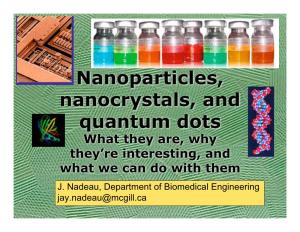 Nanoparticles, Nanocrystals, and Quantum Dots What They Are, Why They’Re Interesting, and What We Can Do with Them J