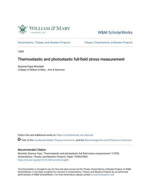 Thermoelastic and Photoelastic Full-Field Stress Measurement