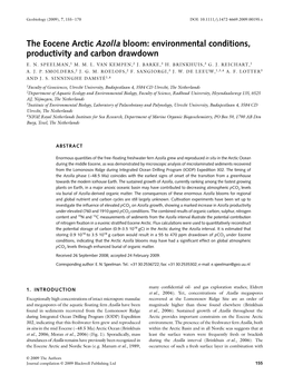 The Eocene Arctic Azolla Bloom: Environmental Conditions, Productivity and Carbon Drawdown