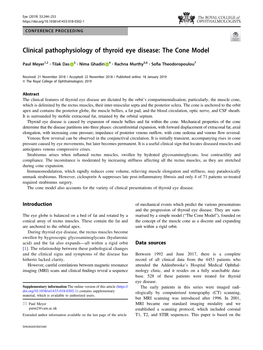 Clinical Pathophysiology of Thyroid Eye Disease: the Cone Model