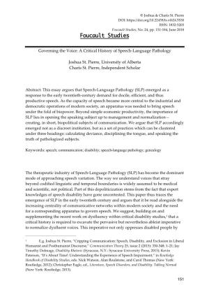 Governing the Voice: a Critical History of Speech-Language Pathology