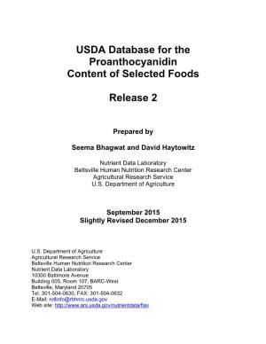 USDA Database for the Proanthocyanidin Content of Selected Foods