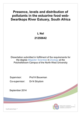 Presence, Levels and Distribution of Pollutants in the Estuarine Food Web- Swartkops River Estuary, South Africa