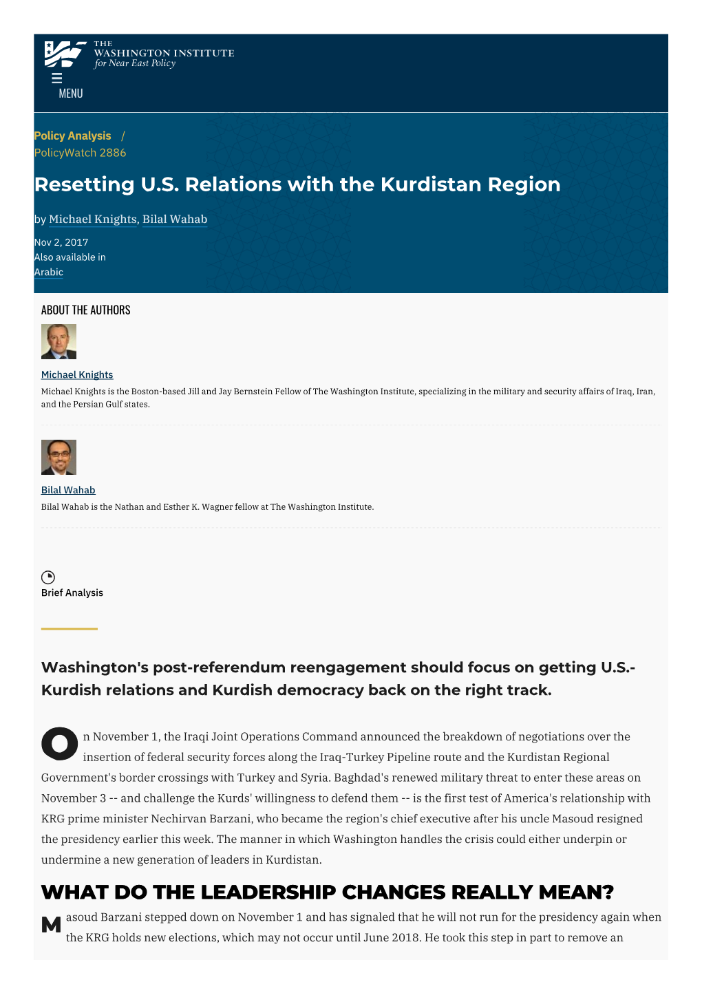 Resetting U.S. Relations with the Kurdistan Region | the Washington Institute