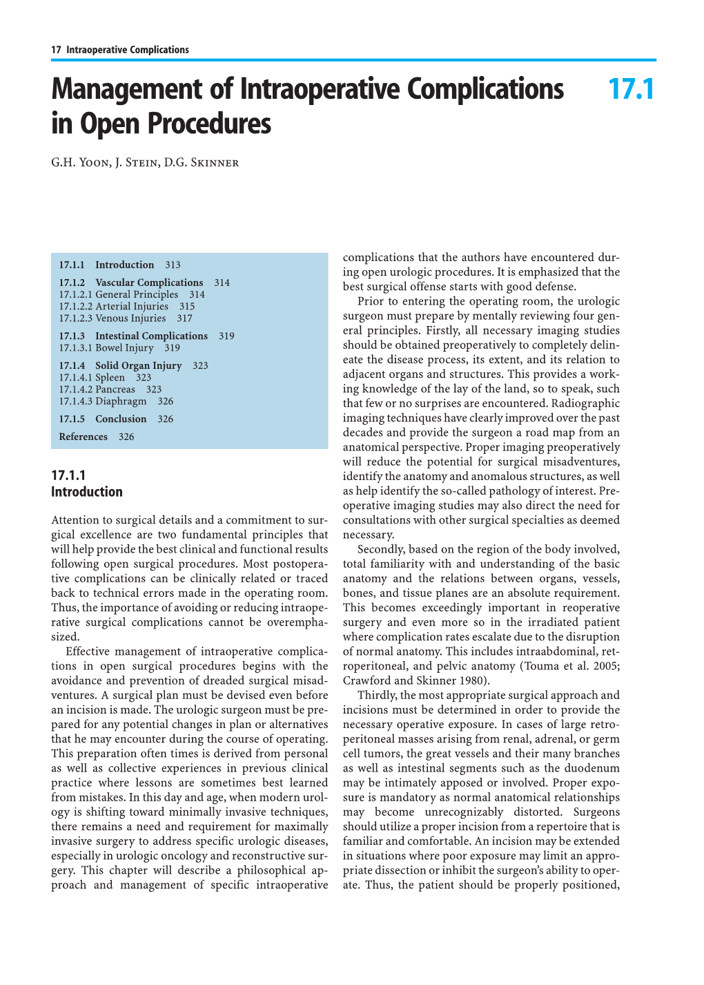 17.1 Management of Intraoperative Complications in Open Procedures 315