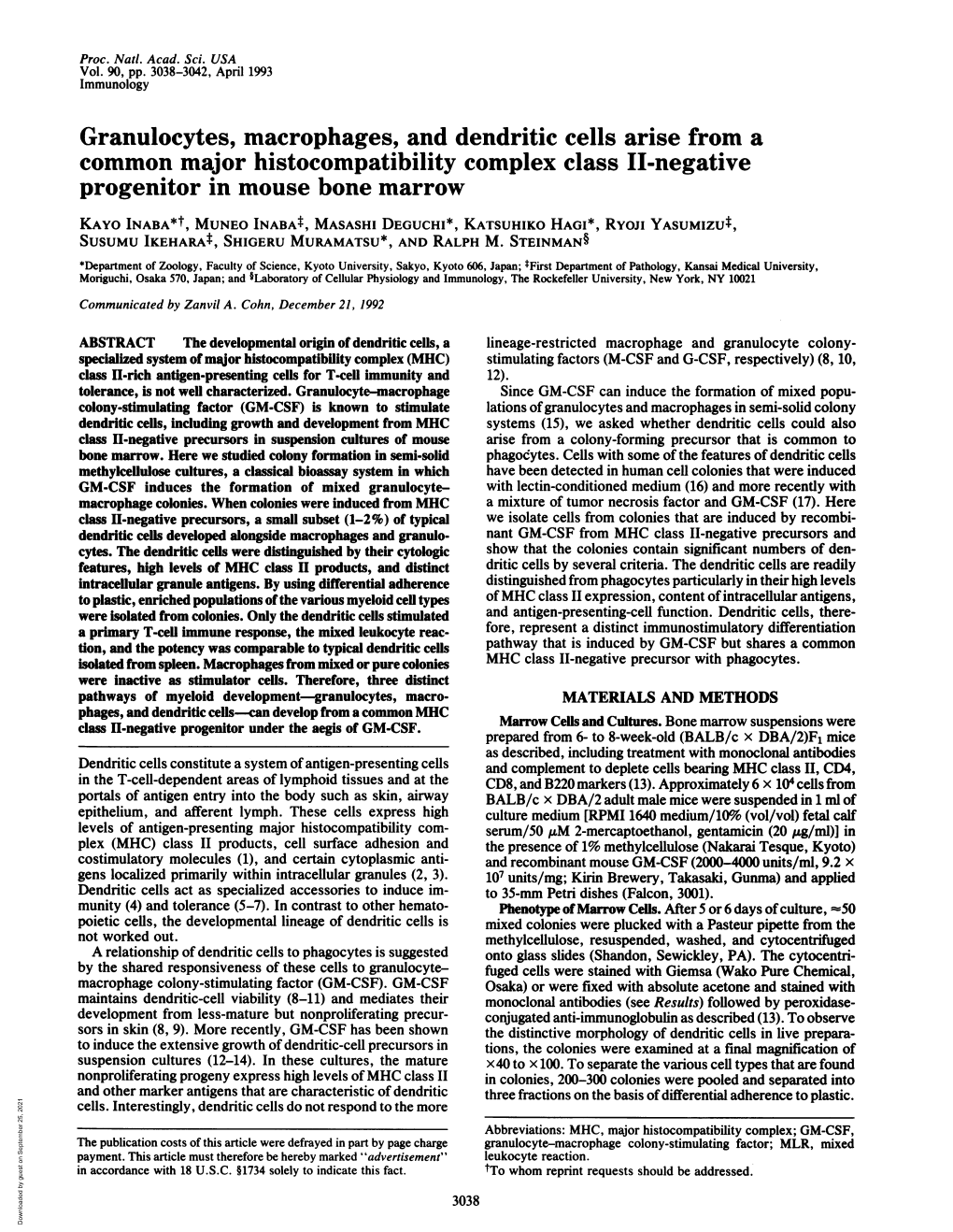 Granulocytes, Macrophages, and Dendritic Cells Arise from A