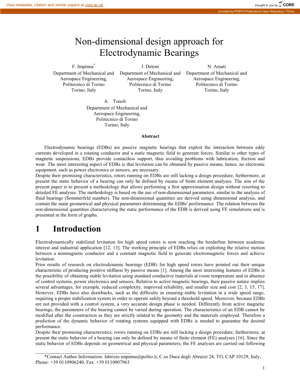 Non-Dimensional Design Approach for Electrodynamic Bearings