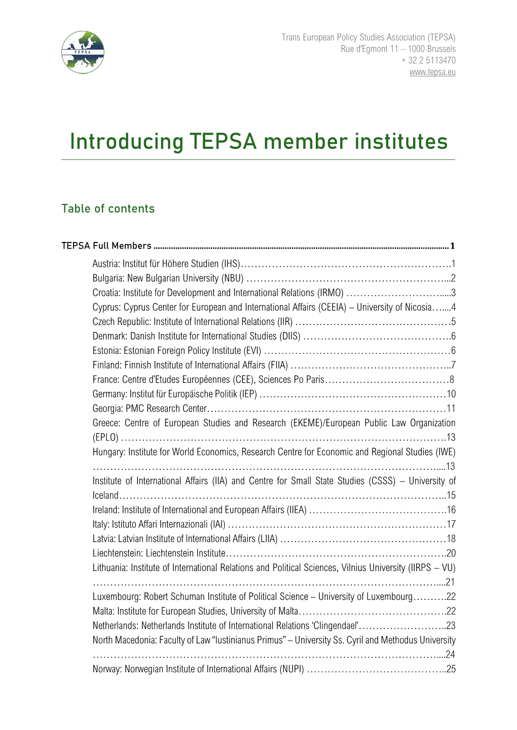 Introducing TEPSA Member Institutes