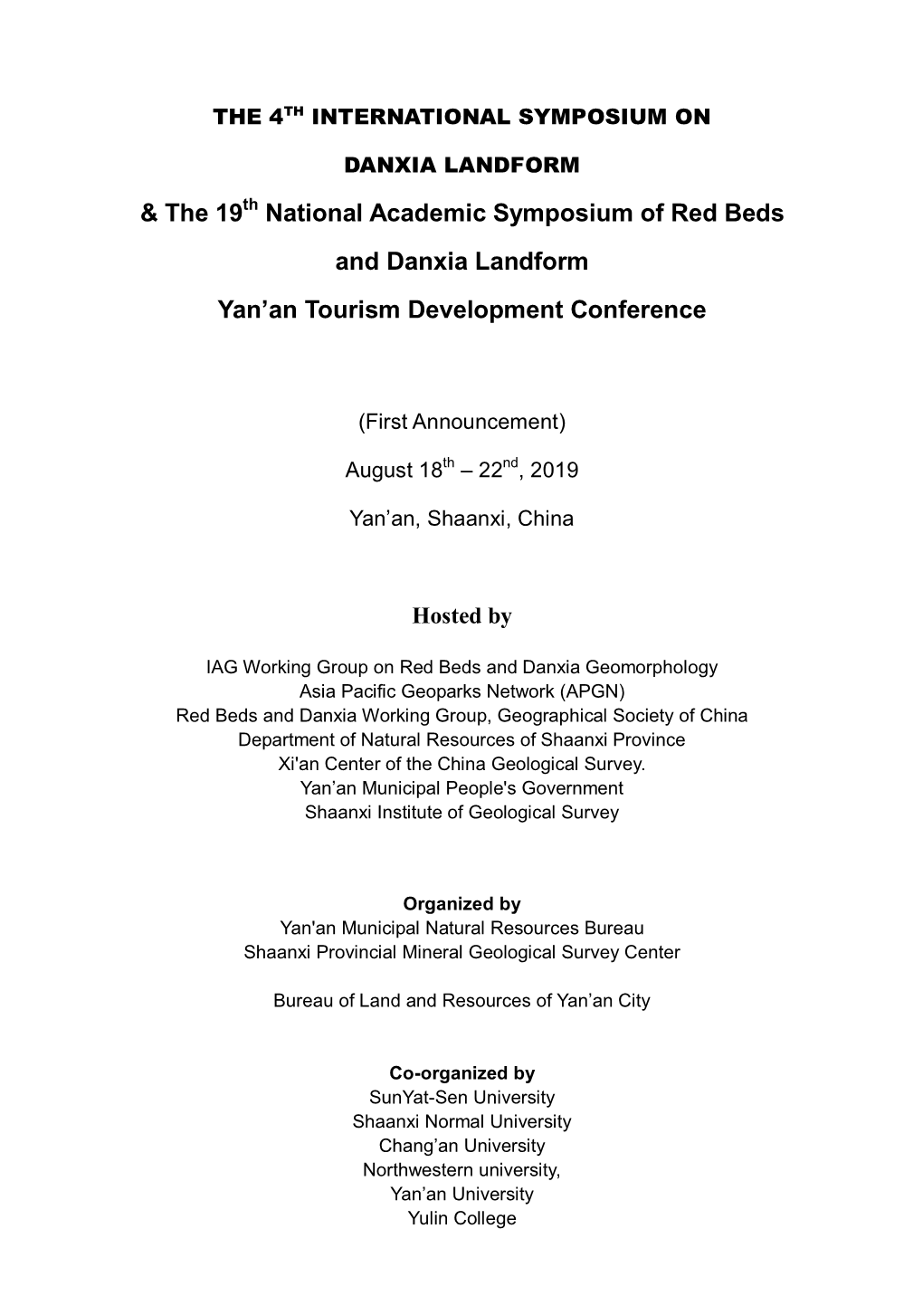 & the 19 National Academic Symposium of Red Beds And