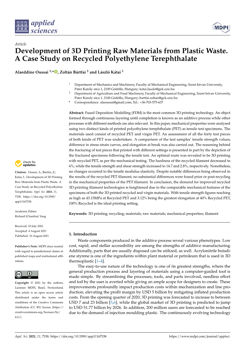 Development of 3D Printing Raw Materials from Plastic Waste. a Case Study on Recycled Polyethylene Terephthalate