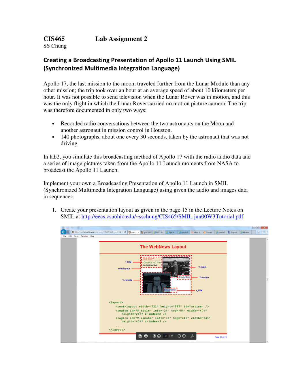 CIS465 Lab Assignment 2 Creating a Broadcasting Presentation of Apollo