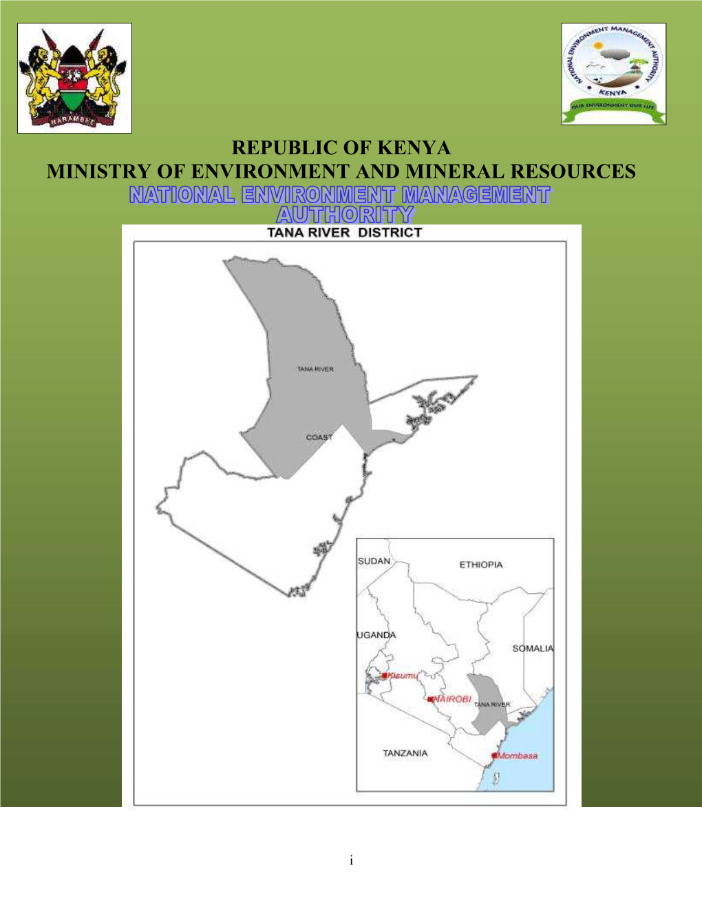 Republic of Kenya Ministry of Environment and Mineral Resources