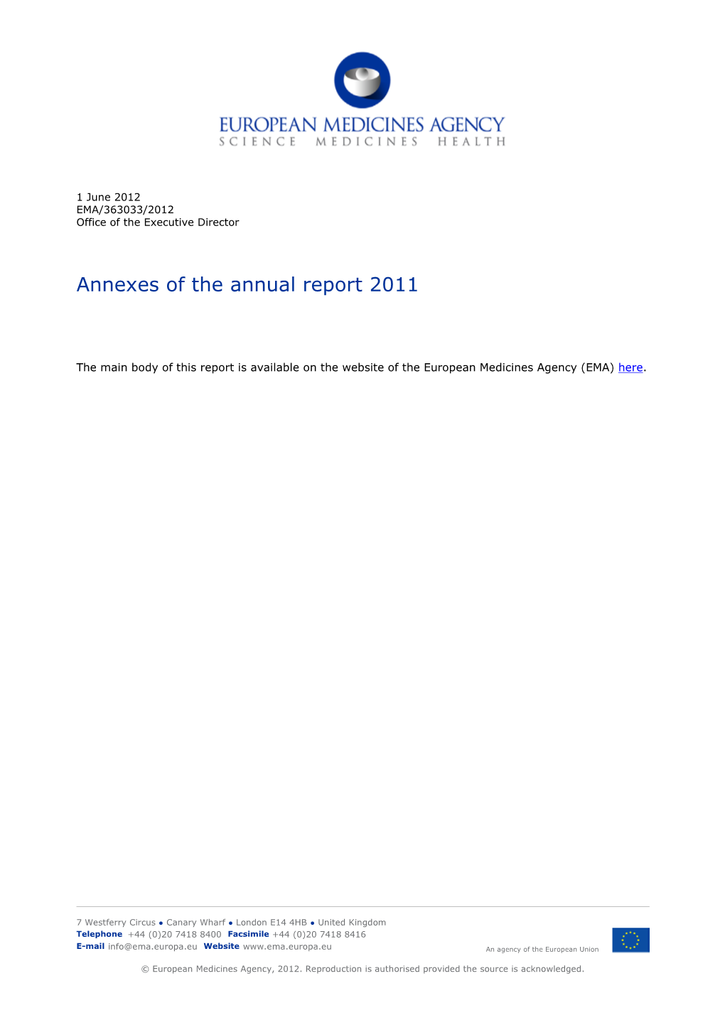 Annexes of the Annual Report 2011