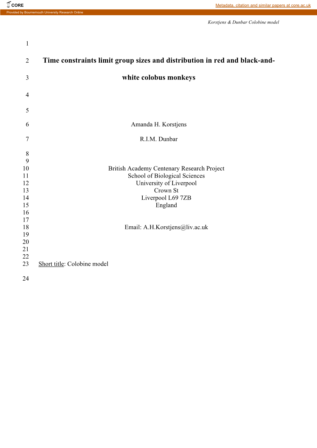 A Model of Colobus and Piliocolobus Behavioural Ecology: One Folivore