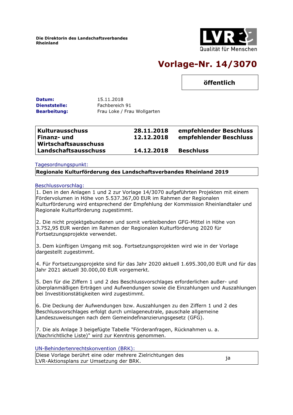 Regionale Kulturförderung Des Landschaftsverbandes Rheinland 2019