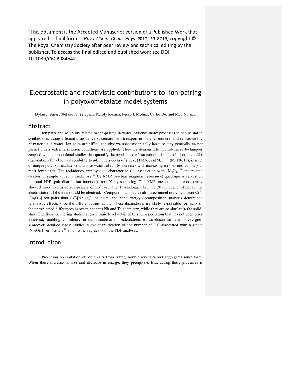 Electrostatic and Relativistic Contributions to Ion-Pairing in Polyoxometalate Model Systems