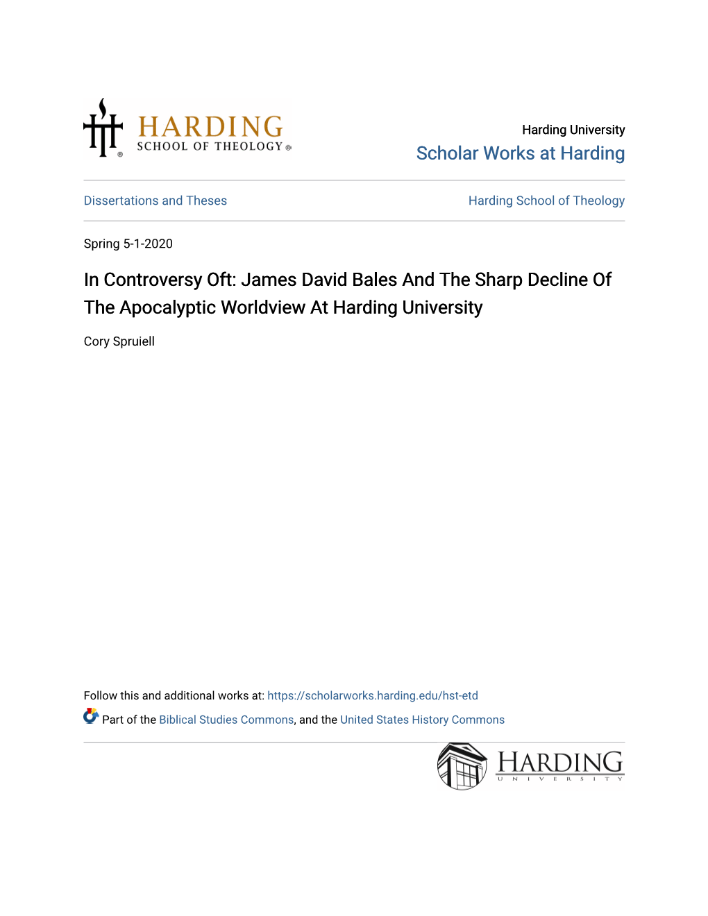 James David Bales and the Sharp Decline of the Apocalyptic Worldview at Harding University
