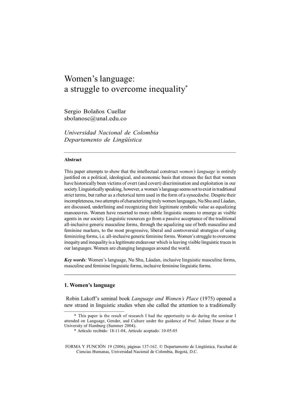 Women's Language