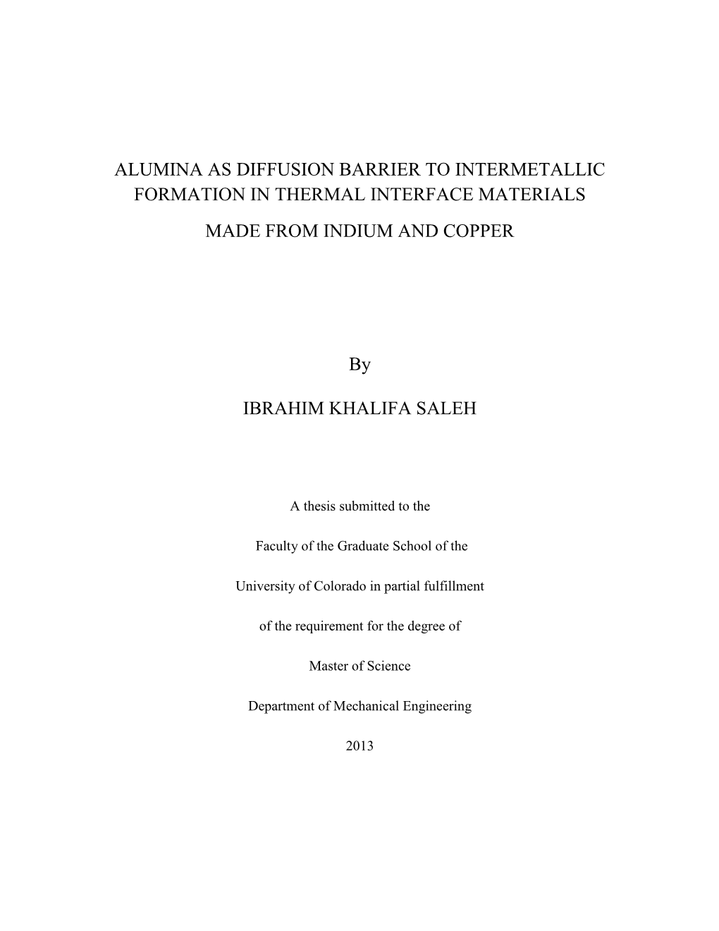 Alumina As Diffusion Barrier to Intermetallic Formation in Thermal Interface Materials Made from Indium and Copper