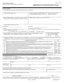 Application for Federal Firearms License