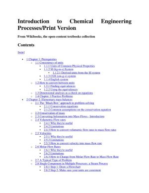 Introduction to Chemical Engineering Processes/Print Version